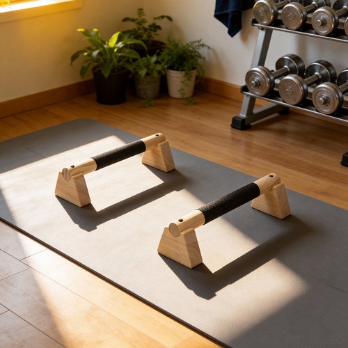 Pair wooden parallettes - wooden,